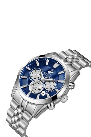 Reloj de cuarzo de acero - GMT - Plateado y azul