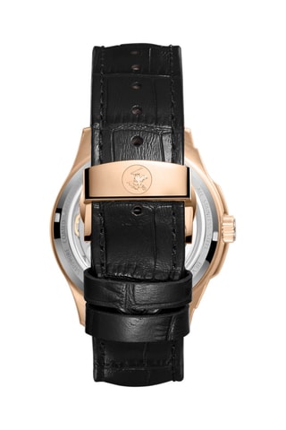 Reloj tourbillon automático de piel - Negro y dorado