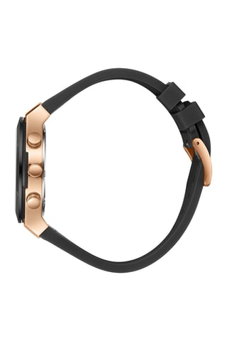 Reloj de cuarzo de piel y cerámica - GMT - Negro y rosa dorado