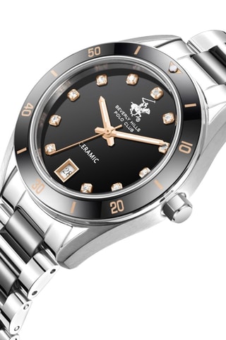 Reloj de cerámica - Plateado y negro