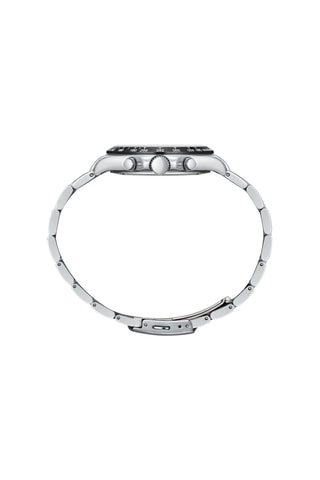 Reloj de cuarzo de acero - Taquímetro y GMT - Plateado y negro