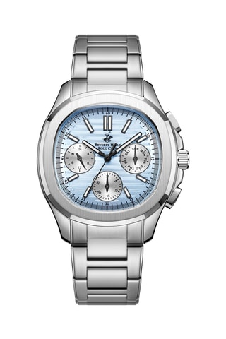 Reloj de cuarzo de acero - Plateado y azul claro