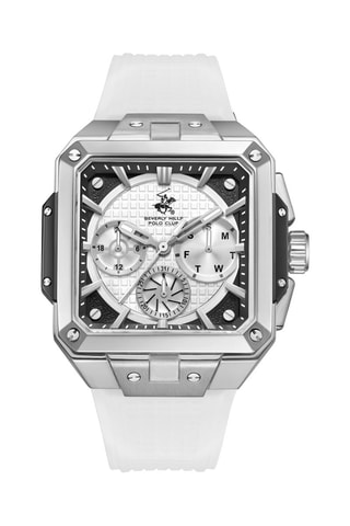 Reloj de cuarzo de silicona - Blanco y plateado
