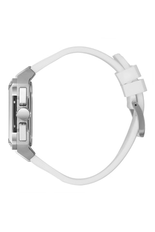 Reloj de cuarzo de silicona - Blanco y plateado