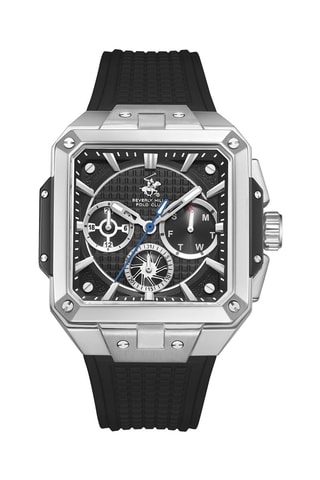 Reloj de cuarzo de silicona - Negro y plateado