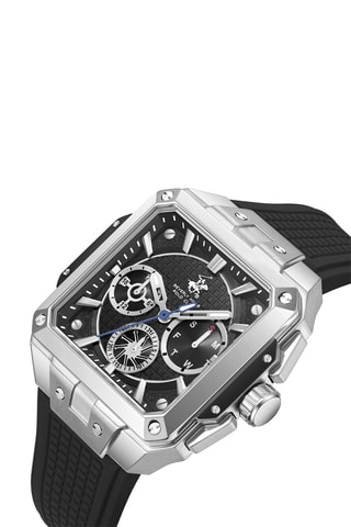 Reloj de cuarzo de silicona - Negro y plateado