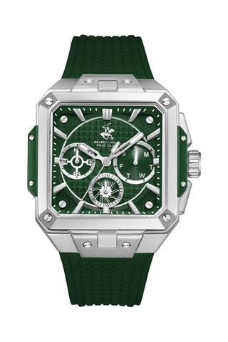 Reloj de cuarzo de silicona - Verde y plateado