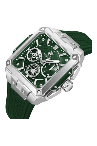Reloj de cuarzo de silicona - Verde y plateado
