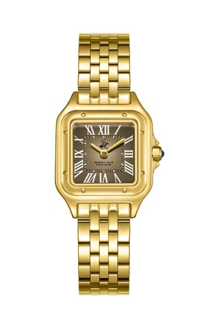 Reloj de cuarzo de acero - Dorado y marrón