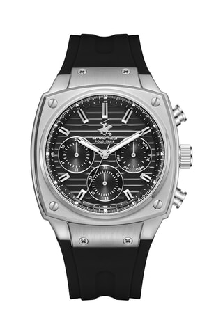Reloj de cuarzo de silicona - Negro y plateado