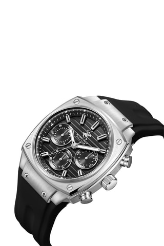Reloj de cuarzo de silicona - Negro y plateado