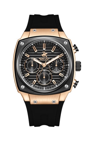 Reloj de cuarzo de silicona - Negro y rosa dorado