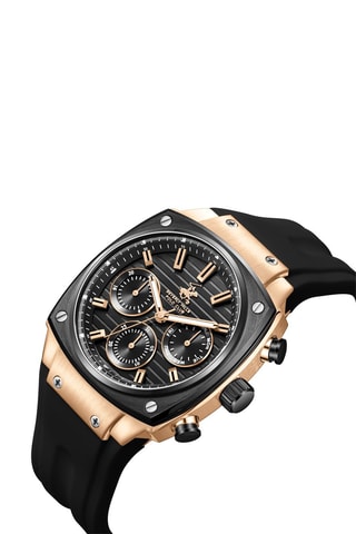 Reloj de cuarzo de silicona - Negro y rosa dorado
