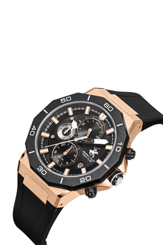 Reloj de cuarzo de silicona - GMT - Negro y rosa dorado