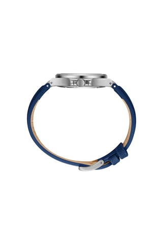 Reloj de cuarzo de piel - Azul y plateado