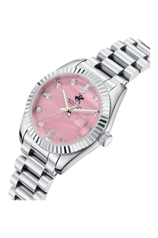 Reloj de cuarzo de acero - Plateado y rosa