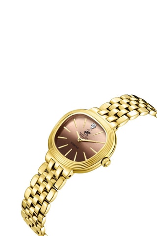 Reloj de cuarzo de acero - Dorado y marrón