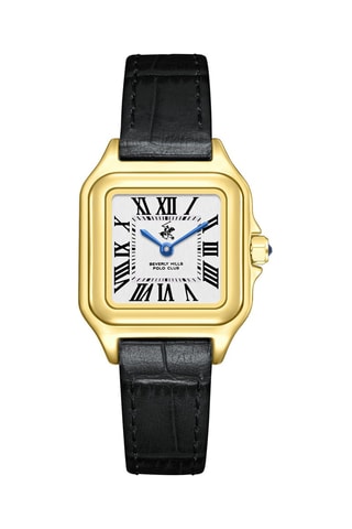 Reloj de cuarzo de piel - Negro y dorado
