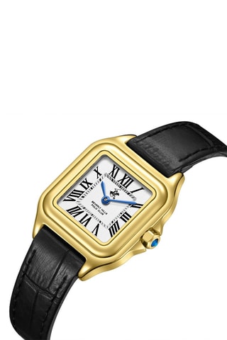 Reloj de cuarzo de piel - Negro y dorado