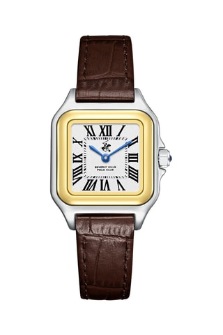 Reloj de cuarzo de piel - Marrón y plateado