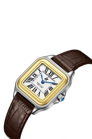 Reloj de cuarzo de piel - Marrón y plateado