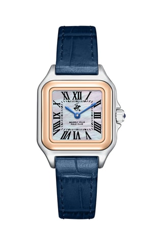 Reloj de cuarzo de piel - Azul y plateado