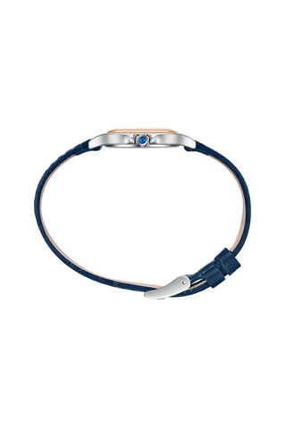 Reloj de cuarzo de piel - Azul y plateado