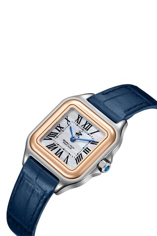 Reloj de cuarzo de piel - Azul y plateado
