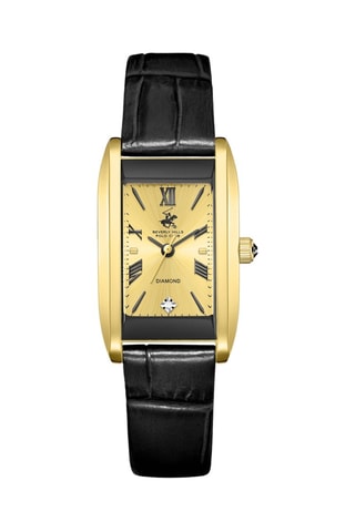 Reloj de cuarzo de piel - Negro y dorado