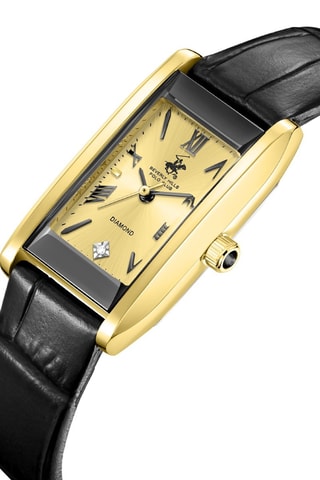 Reloj de cuarzo de piel - Negro y dorado