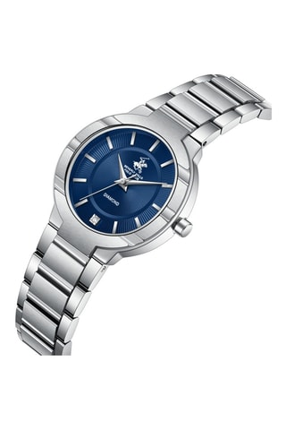 Reloj de cuarzo de acero - Plateado y azul marino
