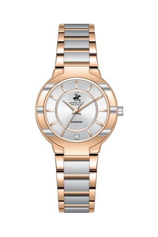 Reloj de cuarzo de acero - Rosa dorado y plateado