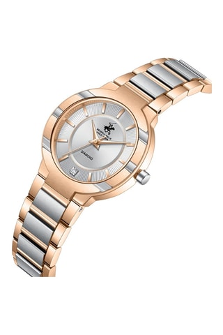Reloj de cuarzo de acero - Rosa dorado y plateado
