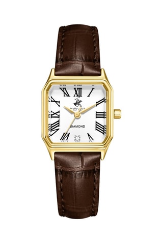 Reloj de cuarzo de piel - Marrón y dorado