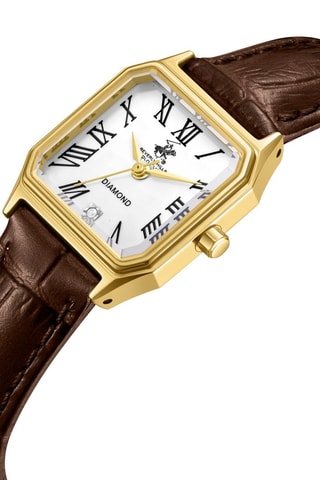 Reloj de cuarzo de piel - Marrón y dorado