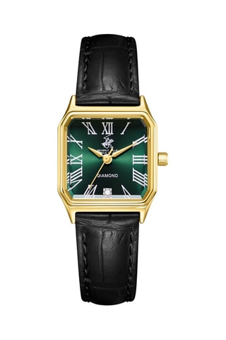Reloj de cuarzo de piel - Negro y dorado