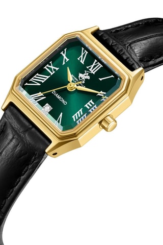 Reloj de cuarzo de piel - Negro y dorado