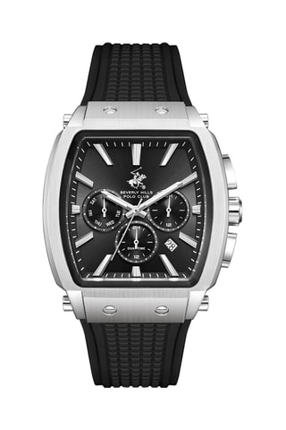 Reloj de cuarzo de silicona - GMT - Negro y plateado