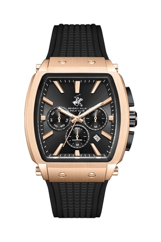 Reloj de cuarzo de silicona - GMT - Negro y rosa dorado