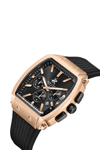 Reloj de cuarzo de silicona - GMT - Negro y rosa dorado
