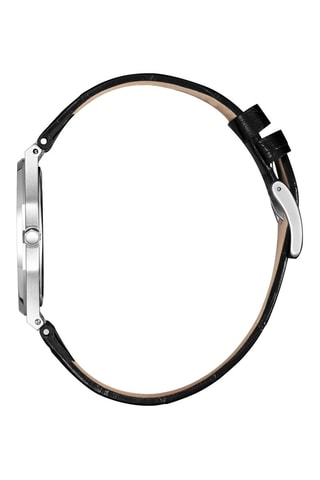 Reloj de cuarzo de piel - Negro y plateado