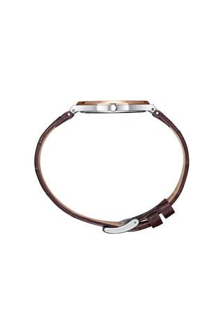 Reloj de cuarzo de piel - Marrón y plateado