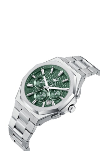Reloj de cuarzo de acero - GMT - Plateado y verde