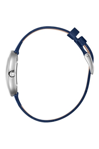 Reloj de cuarzo de piel - Azul y plateado