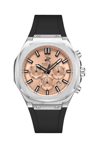 Reloj de cuarzo de silicona - GMT - Negro y plateado