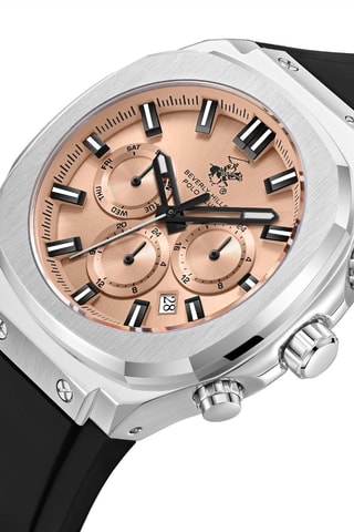 Reloj de cuarzo de silicona - GMT - Negro y plateado