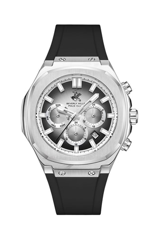 Reloj de cuarzo de silicona - GMT - Negro y plateado
