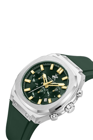 Reloj de cuarzo de silicona - GMT - Verde y plateado