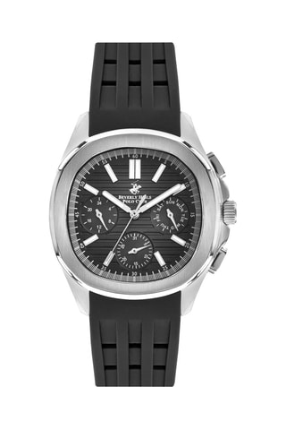 Reloj de cuarzo de silicona - Negro y plateado