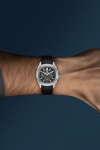 Reloj de cuarzo de silicona - Negro y plateado